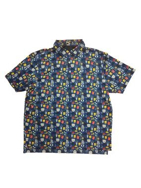Men’s Inward Half Pool Day Pattern Active Golf Polo Size XL